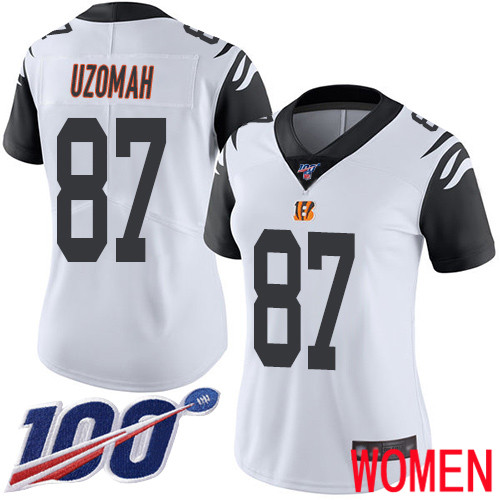Cincinnati Bengals Limited White Women C J  Uzomah Jersey NFL Footballl #87 100th Season Rush Vapor Untouchable->women nfl jersey->Women Jersey